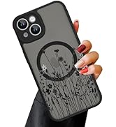 OOK Magnetic for iPhone 14 Plus Case [Compatible with MagSafe] Black Wild Flower Slim Translucent...