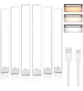 maylit 6 Pack Under Cabinet Lighting, 3 Color Temps Motion Sensor Light Indoor, Rechargeable Batt...
