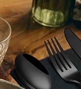 black hammered silverware set-1