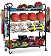 EXTCCT Garage Sports Equipment Organizer - Rolling Ball Storage Bin with Wheels, Garage Sports Ge...
