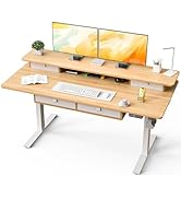 Kingant 63 x 30 Inch Electric Standing Desk with 4 Drawers, Adjustable Height Computer Desk for H...