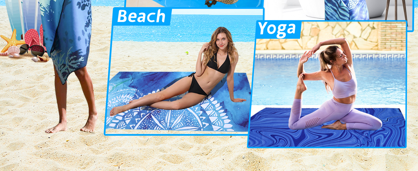 Microfiber Lightweight Thin Beach Towel Sand Free Quick Dry Super Absorbent Large Towels 