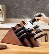 KINGSTONE 14-Piece Knife Block Set, High-Carbon Stainless Steel Knives with Ergonomic Non-Slip Ha...