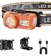 SHiLiPAi LED Rechargeable Headlamp with Motion Sensor,6 Modes for Camping &amp; Hiking Gear Essential...