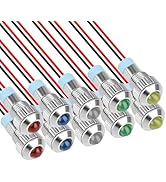 Linkstyle10PCS 12V LED Indicator Light, Waterproof Small Signal Lamp, 24V 8mm Panel Cutout Metal ...