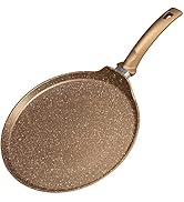 Innerwell 11 inch Nonstick Crepe Pan, Granite Coating Flat Skillet Dosa Tawa Tortilla Pan, Large ...