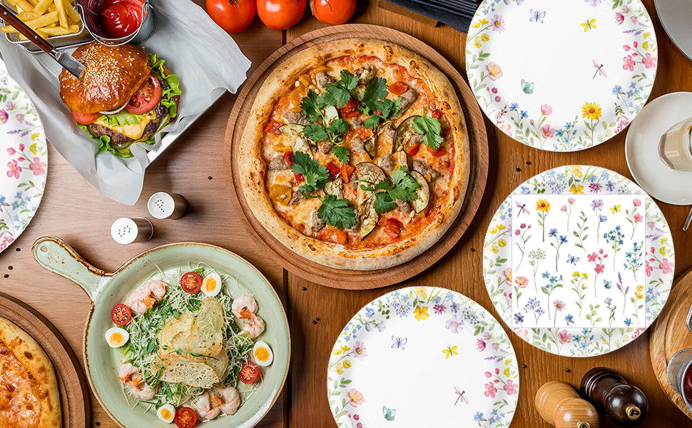 floral paper plates and napkins