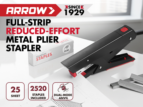 ARROW REDUCED-EFFORT METAL PLIER STAPLER