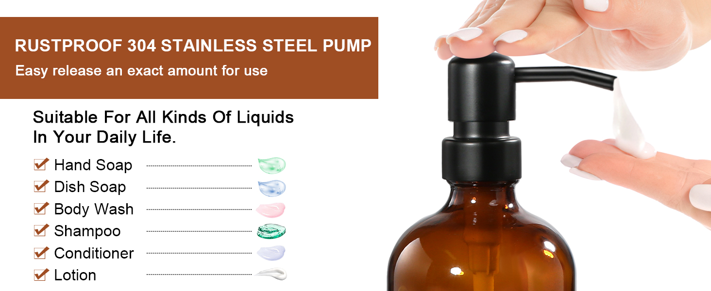 amber glass soap dispenser with pump