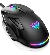 AULA Gaming Mouse, 12800 DPI RGB Wired Gaming Mouse with 13 Backlit Modes & 6 Programmable Macro ...