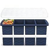 Doasuwish Silicone Freezer Tray for Soup with Lid – 1-Cup Soup Container Cube Style Ice Cube Tray...