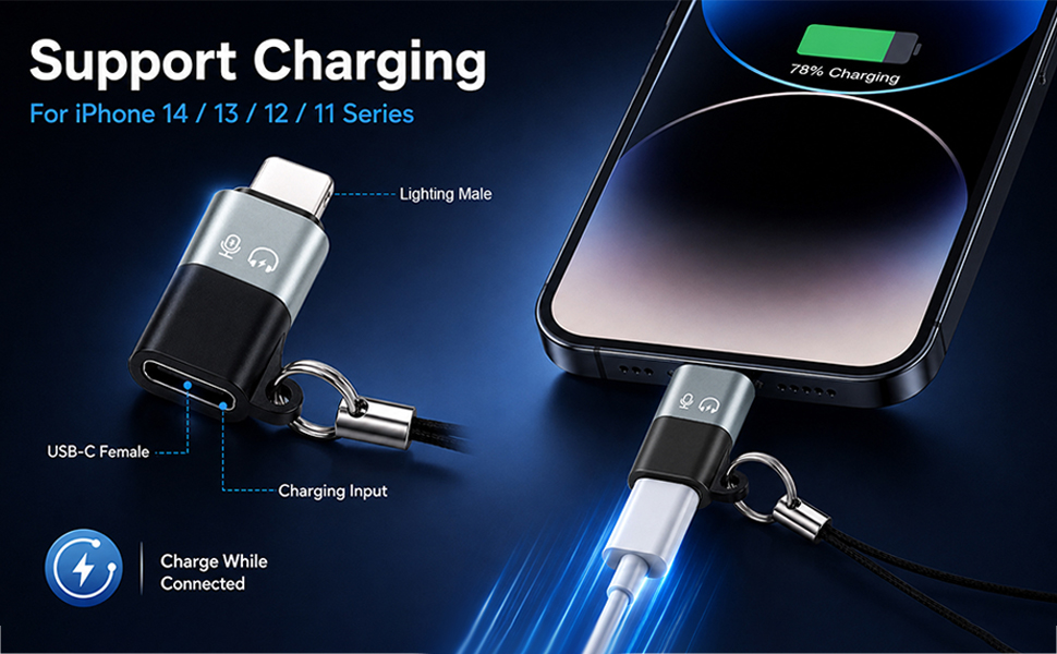 USB C to Lighting OTG Audio Adapter for Connecting DJI Mic Mini Green