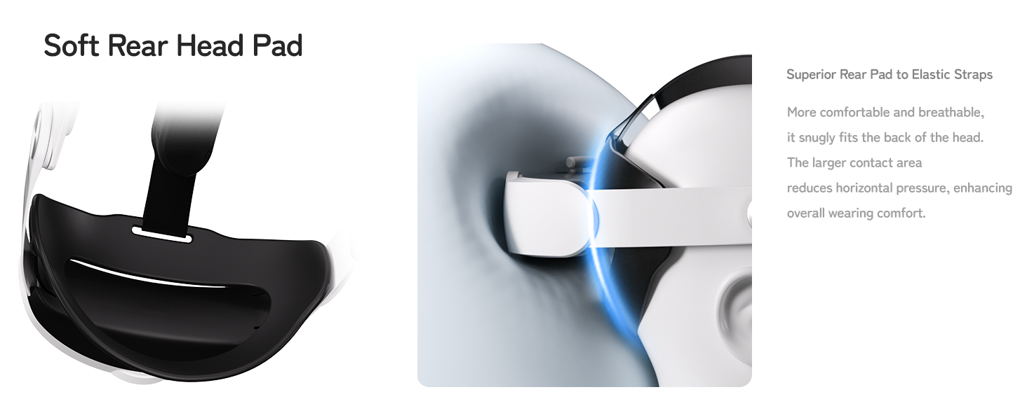 Meta Quest 3 and Quest 3S battery head strap Soft Rear Head Pad