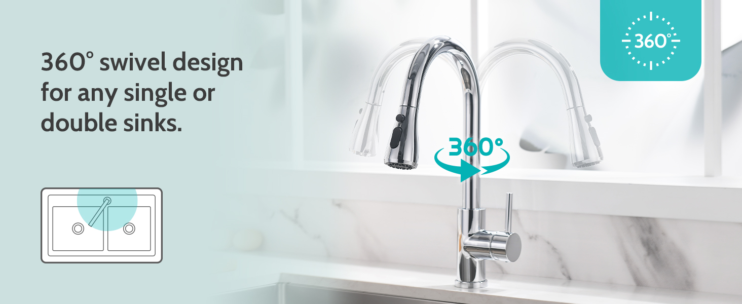kitchen faucets with 360 degrees Swivel