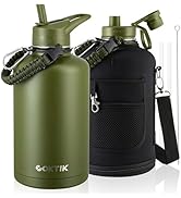 84oz Water Bottle with Straw - Triple Insulated Flask, 48hr Cold Retention Large Water Bottle, Le...