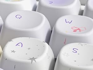 Cute PBT Keycaps Set,Kawai Keycaps MOA Profile,Colored Creamy Keycap Keyboard Caps