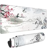 Cherry Blossom Sakura Gaming Mouse Pad 31.5×11.8inch with Stitched Edges Extended Waterproof Desk...