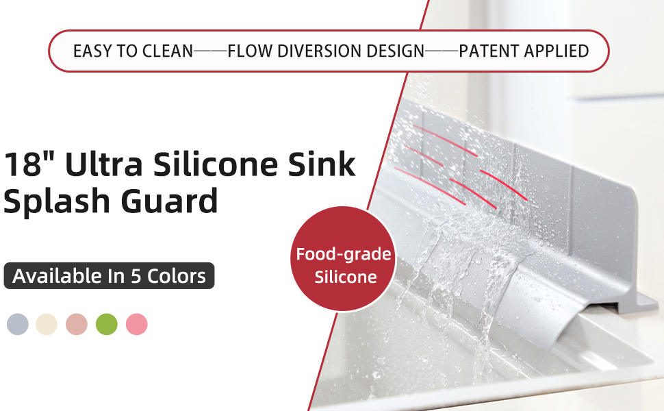 18&amp;#34; Upgraded Silicone Sink Splash Guard Grey