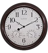La Crosse Clock 404-3015 15-inch Indoor/Outdoor Quartz Wall Clock with Temperature and Humidity(B...