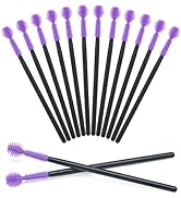 G2PLUS 50PCS Silicone Eyelash Brushes, Purple Disposable Mascara Wands, Adjustable Ball- Shape Ey...