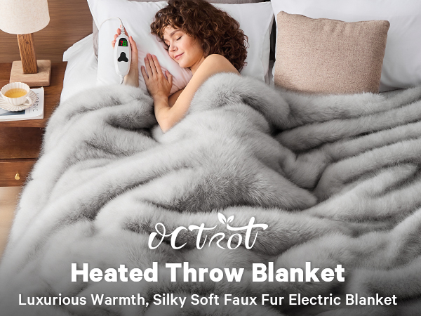 heated blanket heating electric blanket faux fur throw Christmas house warming gifts new home decor 