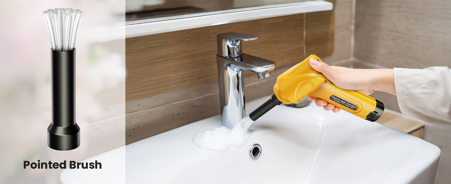 electric dish scrubber with extended crevice brush