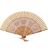 ffscafscn Hand Fan for Vintage Japanese Bamboo Silk Elegant for Dance Music Festival Wedding Chur...