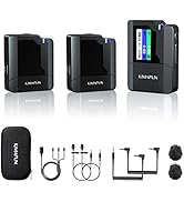KIMAFUN Dual Wireless Lavalier Microphone for Camera, 2 Pack Lapel Mic for Interview Live Stream ...