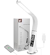 LED Desk Lamp with Digital Display Calendar Temperature,Rechargeable Desk Lamp for Home Office wi...