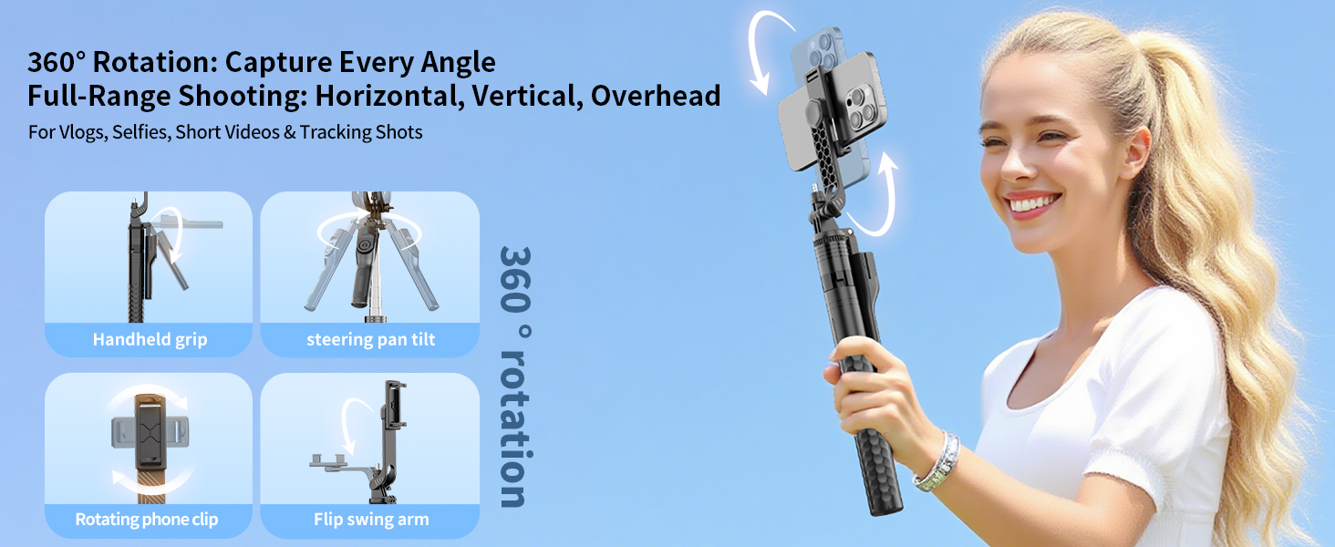 Phone Tripod and Selfie Stick, Tripod with Wireless Compatible with iPhone Android