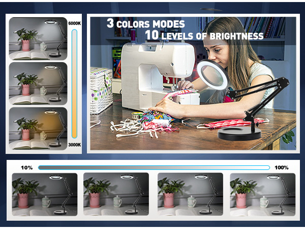 10X Magnifying Glass with Light and Stand