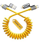 Jixivor Coiled Cable 4-in-1 USB C Cable 240W Compatible with Lightning Cable Fast Charging &amp; Data...