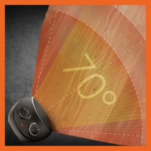 Comfort Zone portable table heater has a 70 degree oscillation feature