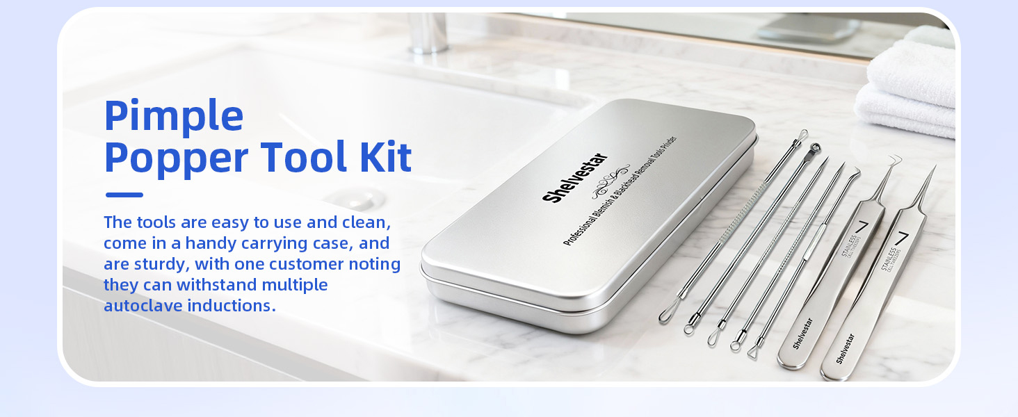 Professional Pimple Extractor Tool Kit for Blackheads, Comdone, Acne, Zit, and Whiteheads