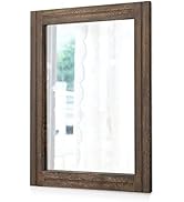 AAZZKANG Rustic Wood Mirror Rectangle Decorative Wall Hanging Mirrors with Frame for Bedroom Livi...