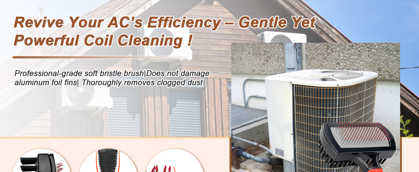 Air Conditioner Coil Cleaning Brush- Dual-Sided HVAC Coil Cleaning Brush 135° Angled Pins