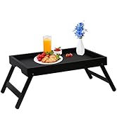 Asuthzon Bed Tray Table for Eating with Folding Legs, Bamboo Breakfast Table in Bed for Eating on...
