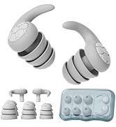 Noise Cancelling Ear Plugs for Sleeping - Grey Comfortable Reusable Silicone Earplugs for Sleep 2...