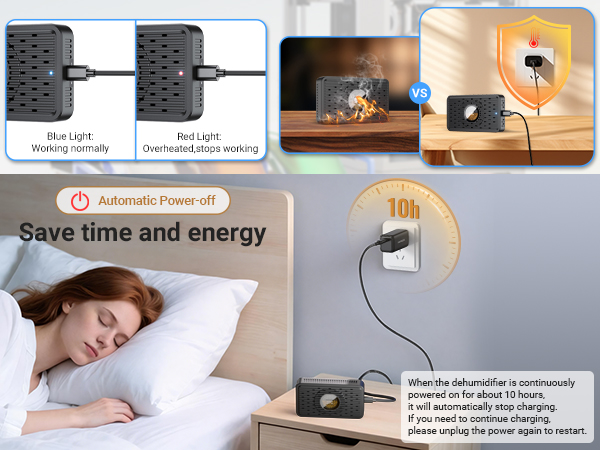Auto Power-off USB C Rechargeable Gun Safe Dehumidifier Desiccant