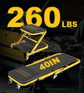 YELLOW JACKET Mechanic Creeper Stool, 40 Inches Extended 2-in-1 Foldable Z-Creeper
