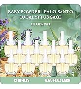 Plug In Air Freshener Refills, Palo Santo, Eucalyptus &amp; Sage, Baby Powder Scent - 12 Count, 7.92 ...