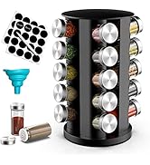 Revolving Spice Rack Organizer with 20 Jars, Spice Organizer for Cabinets Countertop, Stainless S...