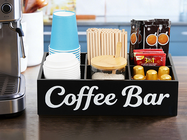 wood coffee organizer