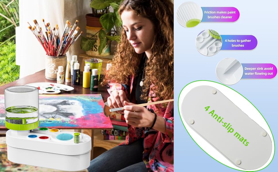 watercolor station water cup kid accessories art artist brushes cleaning oil organizer tools artists