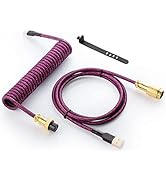 GUNMJO Starlight Coiled USB C Keyboard Cable for Gaming Keyboard, Double-Sleeved Mechanical Keybo...