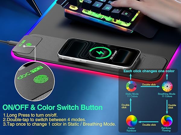 rgb gaming mouse pad with wireless charging