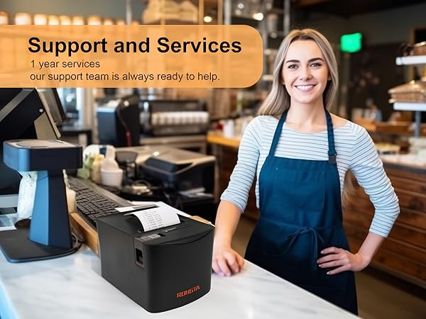 support and service | 1 year warrantty thermal receipt printer