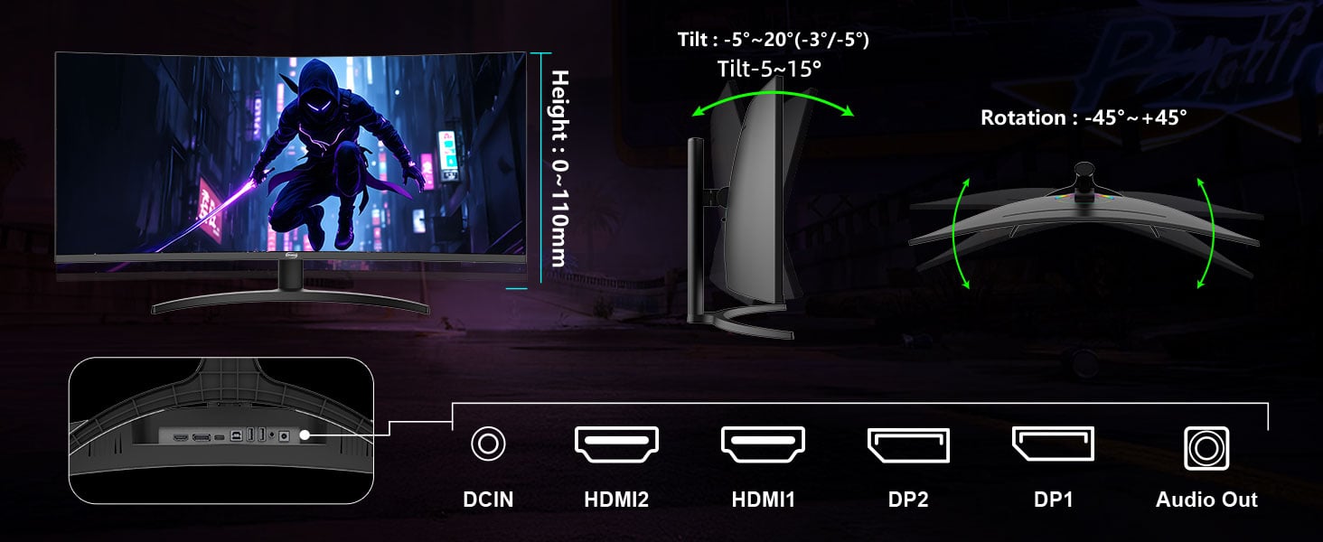 34 Inch 4K 16HZ Curved Gaming Monitor
