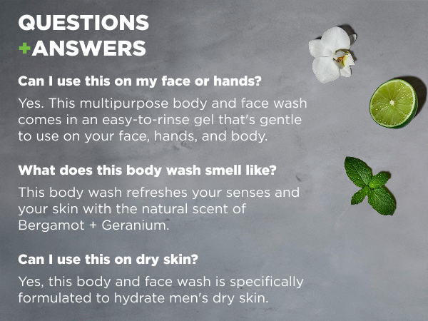 Q&amp;A section on a textured gray backdrop, with flowers, mint leaves &amp; a sliced lime.