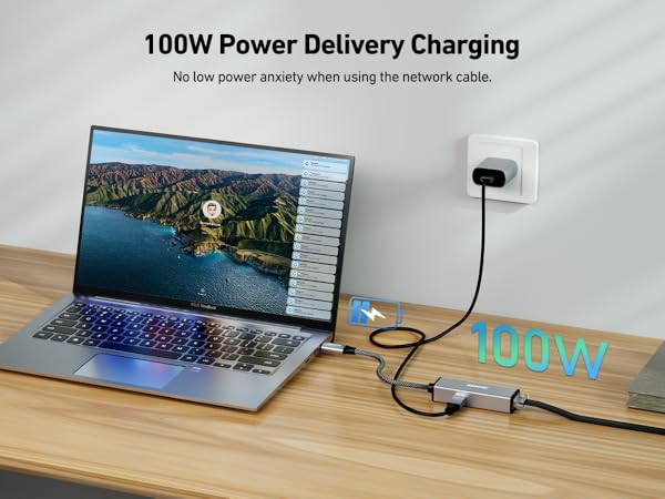 USB C to Ethernet + Power Delivery